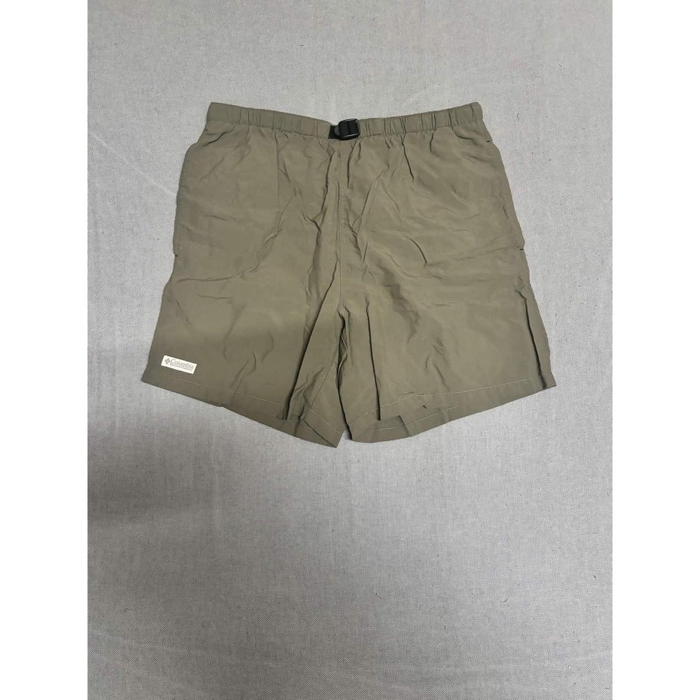 Columbia Mens M Hiking Athletic Shorts Olive Green Nylon Quick Dry Belted AM4188